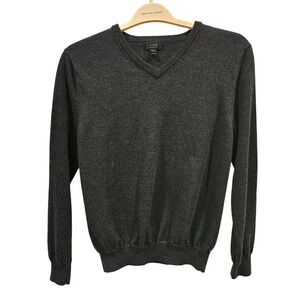 J Crew black label Merino Wool V Neck Sweater Men's Size Medium Dark Gray